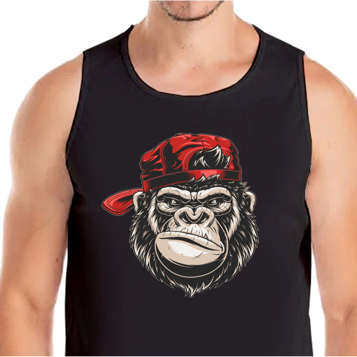3245 TANK GORYL MAŁPA BASEBALL GORILLA L CZARNA