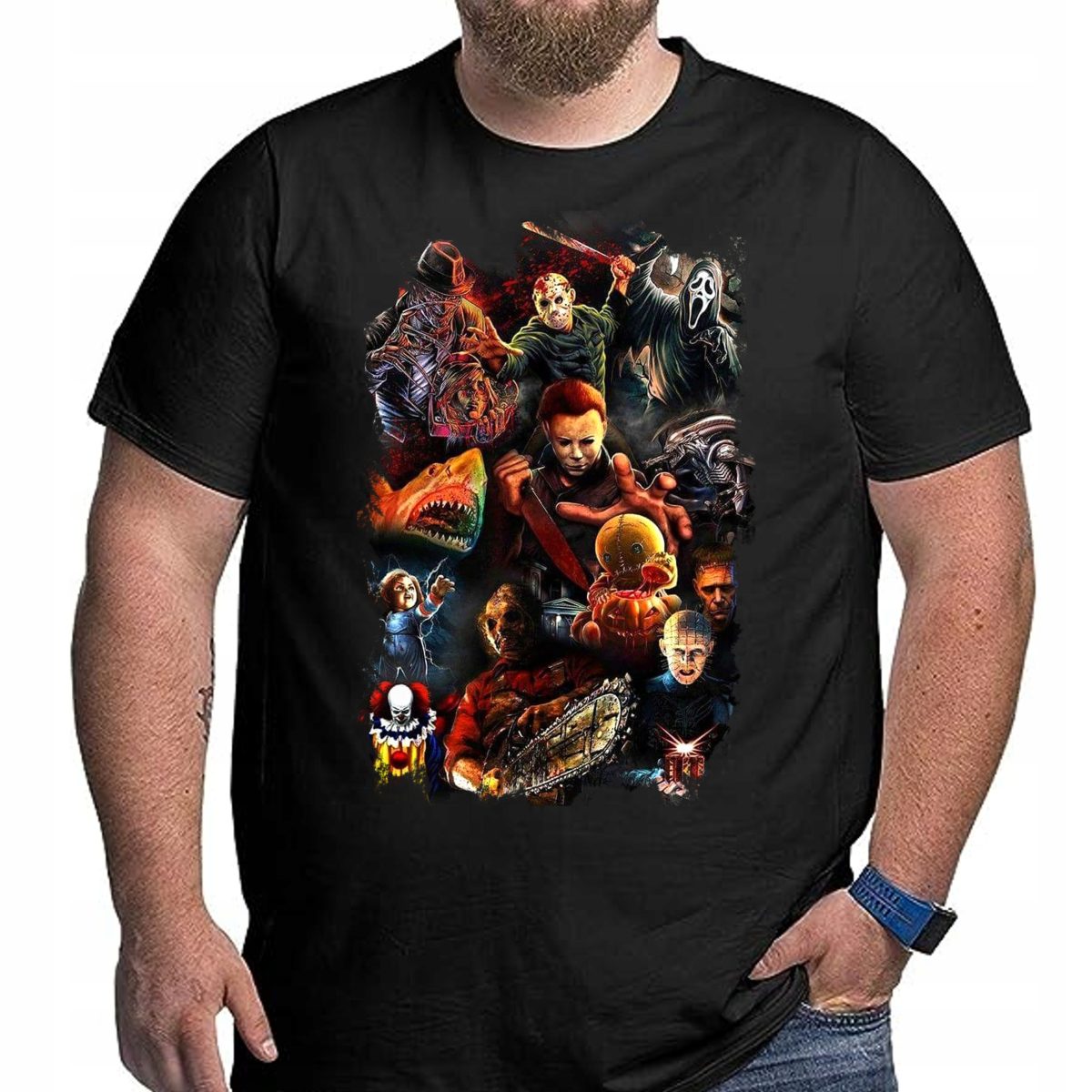 HORROR KOSZULKA HALLOWEEN KRZYK 5XL 3317 CZARNA