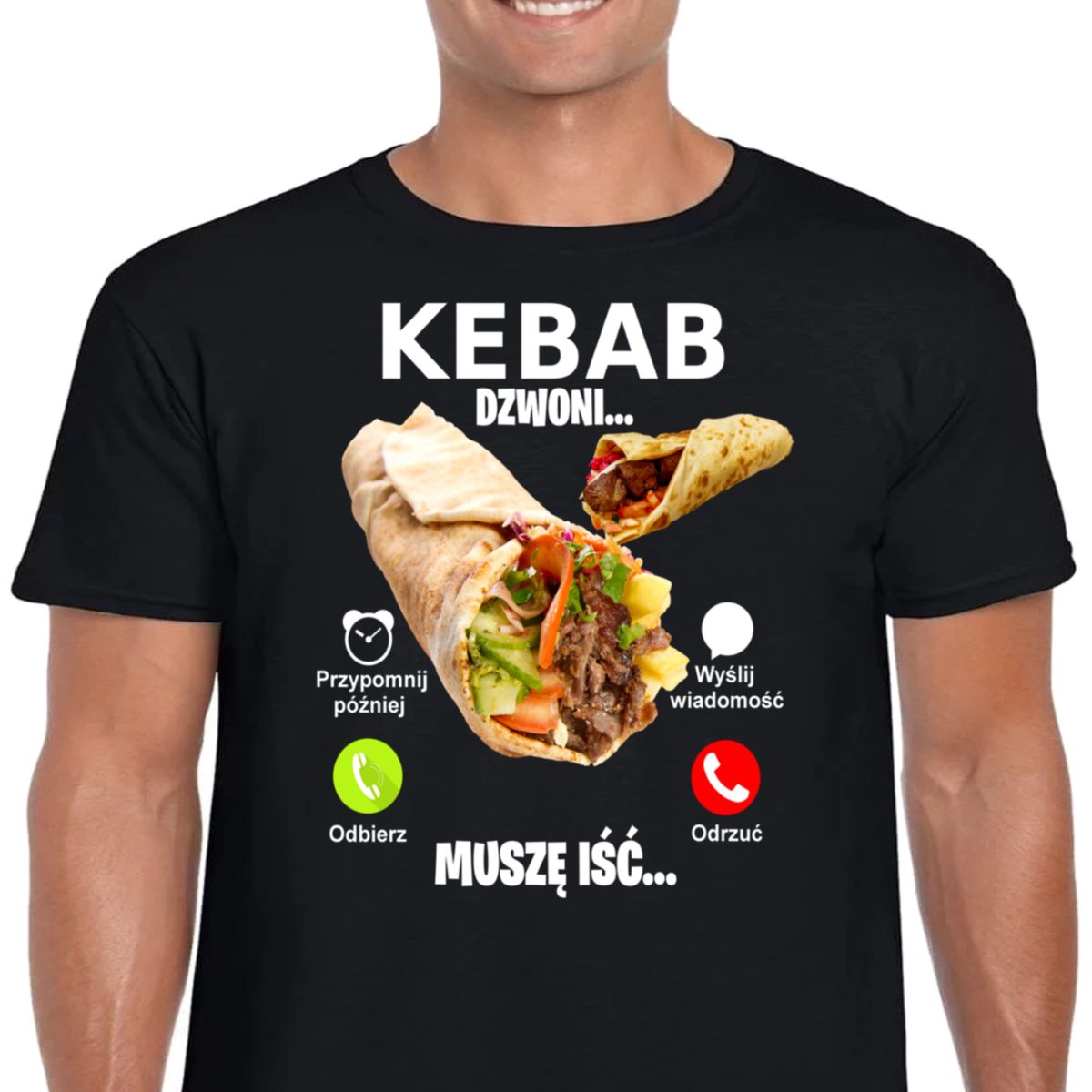 3284 ŚMIESZNA KOSZULKA KEBAB DZWONI L CZARNA
