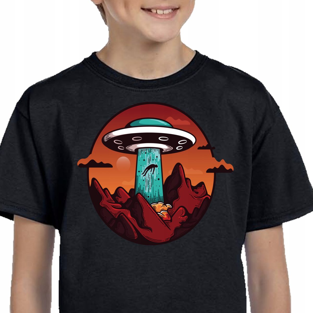 152 KOSZULKA UFO KOSMOS NIEBO STATEK 3218 CZARNA