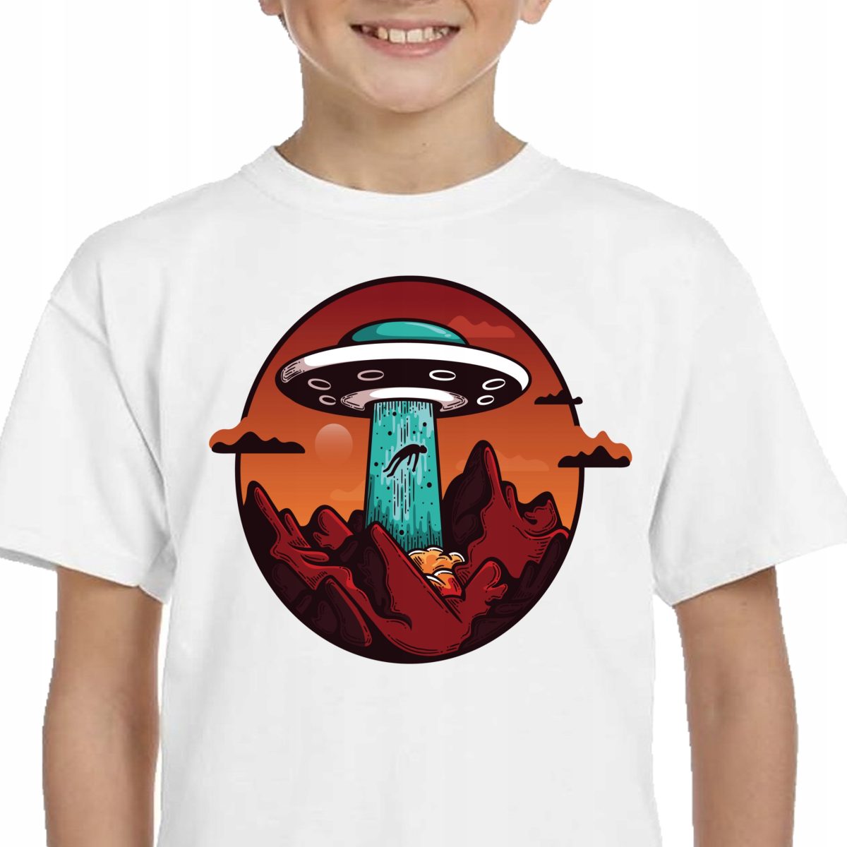 128 KOSZULKA UFO KOSMOS STATEK NADRUK 3218