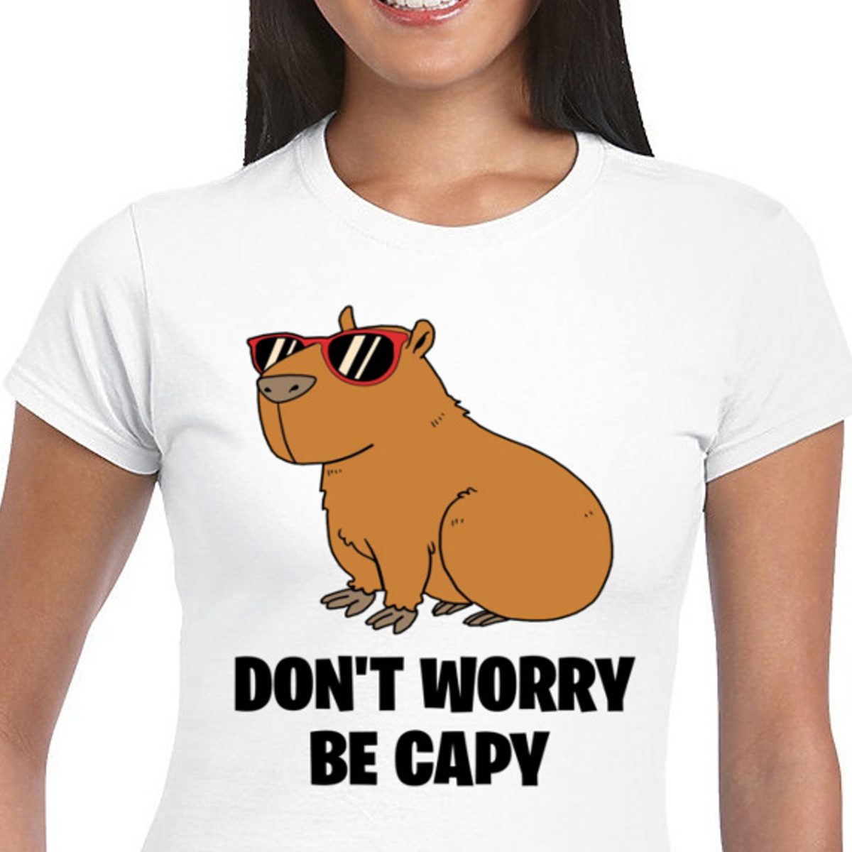 3211 DAMSKA KOSZULKA ŚMIESZNA KAPIBARA CAPYBARA L